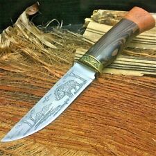 Hunting Handmade Knife Hand Forged Steel Blade Tactical Wood Handle Cut Warthog picture