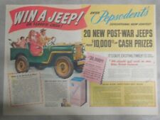 Pepsodent Toothpaste Ad: Win A Post War Jeep  From 1945 Size 11 x 15 inch picture