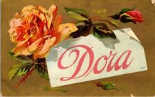 Vintage Postcard -DORA pink rose pc unposted c 1900s picture