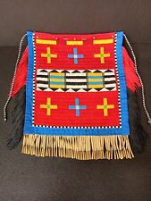 HAND CRAFTED RED BEADED CROSS DESIGN NATIVE AMERICAN INDIAN FRONT APRON PIECE picture