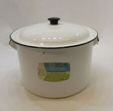Old CESCO General Steel House Wares USA White Enamelware 12 qt Stockpot w Lid picture