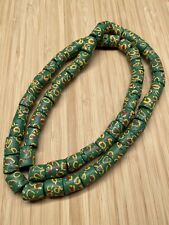 African Trade Beads Antique Venetian Green Fried Egg Matching Long Strand picture