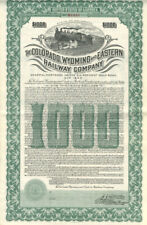Colorado, Wyoming and Eastern Railway - 1914 dated $1,000 Railroad Bond (Uncance picture