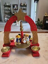 Vintage Wooden German Candle Spinner, Table Pyramid, German Angels, Missing Fan picture