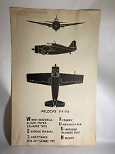 Vintage WWII Grumman F4F Wildcat Recognition Poster with Training Notes - Rare picture