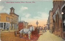 H69/ Horicon Wisconsin Postcard c1921 Main St Looking West Stores Wagon 64 picture