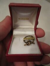 VINTAGE CUNARD LAPEL PIN IN BOX - STERLING SILVER WITH 24K GOLD PLATING - SC-5 picture