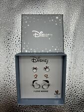 DISNEY Silver Plated  MINNIE MOUSE 3 Pair EARRING Set 