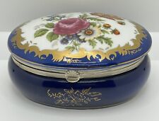 Vintage KPM Japan Floral Pattern Hinged Lidded Porcelain Trinket Box picture