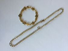 Original look 14k gold plated silver beads Bracelet & silver tone chain Necklace picture