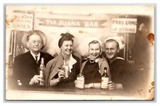 RPPC Tijuana Bar mexico WWII Sailor w girl friends parrents~Drinking picture