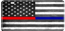 Thin Red Blue Line American Flag License Plate Aluminium Auto Car Truck Tag picture