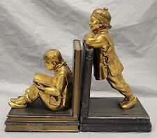 RARE art deco Pair Chinese children Cast Metal Bookends By Ronson 1929 #4125 picture