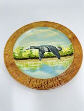 Vintage Bahamas Souvenir Duck Plate Wooden Handpainted  Carved 9 1/2