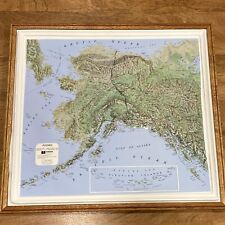 Vintage Framed 1995 3D Topographic Map of ALASKA ~  Hubbard Raised Relief picture