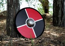 Antique Red & Black Colored Hand Made Painted Toy Viking Shield with Steel Boss picture