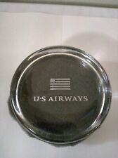 US Airways Clear Glass Vintage Crystal Paperweight w/ Flag Logo 3 1/2