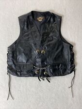 VTG Harley Davidson Leather Vest Lace Up Concho HOG Owners Rocky MT USA Made XXL picture