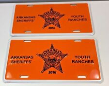 ARKANSAS SHERRIFS ASSOCIATION 2016 YOUTH RANCHES License Plate PAIR OF 2  picture