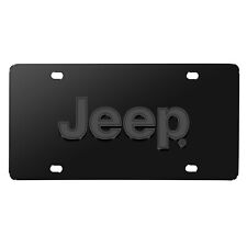 Jeep 3D Dark Gray Logo on Black Stainless Steel License Plate picture