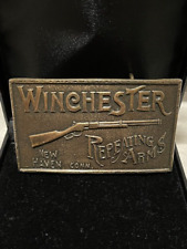 Vintage Winchester Repeating Arms Brass Western Belt Buckle picture