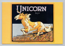 1980s Unicorn Brand Gold Buckle Assn Vintage Citrus Label Postcard picture