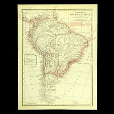 Vintage SOUTH AMERICA Map Flight Aviation Charles Lindbergh Achievements 1920s picture