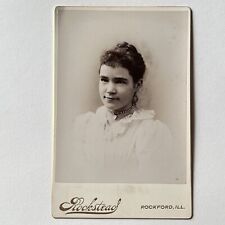 Antique Cabinet Card Photograph Adorable Little Girl Heart Necklace Rockford IL picture