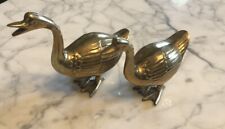 2 - Vintage Solid Brass Standing Geese 4.5” & 5.5” tall picture