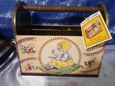 Adorable Vintage Mary Engelbreit Metal Sewing Caddy Tool Box #E28 picture