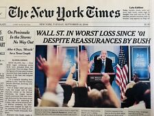 New York Times Newspaper September 16, 2008 Market Crash picture