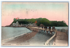 Kanagawa Prefecture Japan Postcard Whole View of Enoshima Bridge Walking c1910 picture