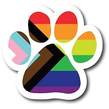 Magnet Me Up LGBTQ Progress Pride Pawprint Magnet Decal, 5 Inch, Heavy Duty picture