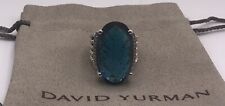 David Yurman Sterling Silver Oval 16x26mm Hampton Blue  Wheaton Cable Ring Sz 8 picture
