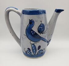 VTG Tonala Pitcher El Palomar Mexico Handcrafted Blue Dove Bird Floral Signed picture