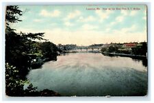 c1910 View Up The River From G.T. Bridge Lewiston Maine ME Antique Postcard  picture