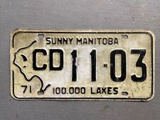 1971 MANITOBA /CANADA 🇨🇦 LICENSE PLATE WHITE/BLACK SUNNY MANITOBA CD11-03 COOL picture