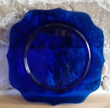 Vintage Cobalt Blue Glass Base For Decanter EUC 5 Inch Plate Fancy Scallops picture