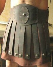 Men Genuine Leather LARP Medieval/Gothic Roman Gladiator Black Waist Belt Armor picture