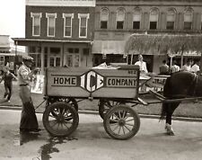 1938 Horse Drawn HOME ICE DELIVERY WAGON  Photo  (189-a) picture