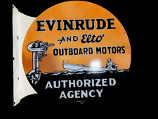 PORCELIAN EVINRUDE ENAMEL SIGN SIZE 30 INCHES DOUBLE SIDED WITH FLANGE picture