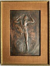 Early 20th Century Very Rare Art Deco Copper Bas-Relief Signed Plaque Painting picture