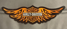 HARLEY DAVIDSON LARGE ORANGE WINGS WITH LOGO BIKER PATCH SEW ON 12X4 INCH picture