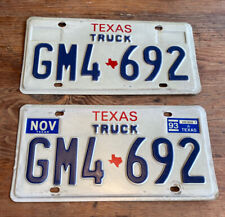  1990s Texas Truck License Plate Pair ~GM4-692 ~ Vintage Original Set 1993 Year  picture