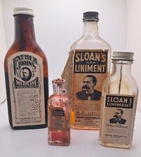 Lot Of 4 Old Bottles - Sloans Liniment, Father Johns, Mercurochrome picture