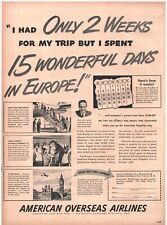 1947 American Airlines Overseas Europe Vacation Vtg Original Magazine Print Ad picture