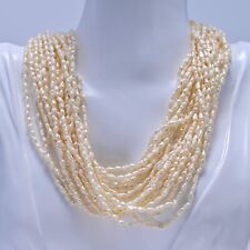 14K Gold Crown Original Vintage Signed Ocean Princess Rice Pearl Estate Necklace picture