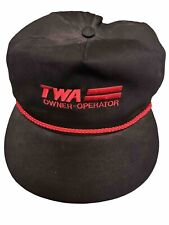 Vintage TWA Airline OWNER OPERATER Cap  Strap-Rope Hat Made in USA picture