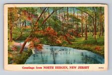 North Bergen NJ-New Jersey, Scenic Greetings, River, Antique, Vintage Postcard picture