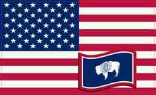 5×3 America and Wyoming Flag Magnet Vinyl Patriotic Decal Vehicle Flags Magnets picture